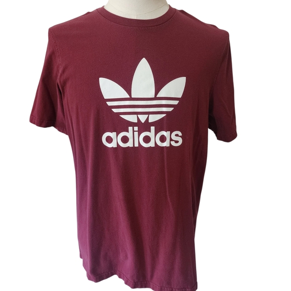 Adidas Trefoil Logo Tee Burgundy Size L - Picture 1 of 5